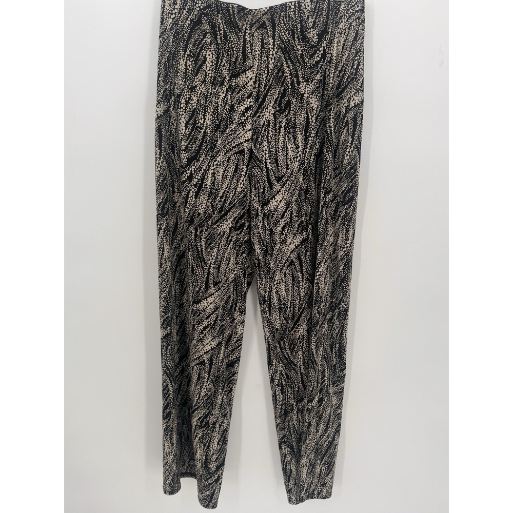 COLDWATER CREEK Women's Size M Wide Leg Palazzo Side Zip Pants Black & Tan Chic